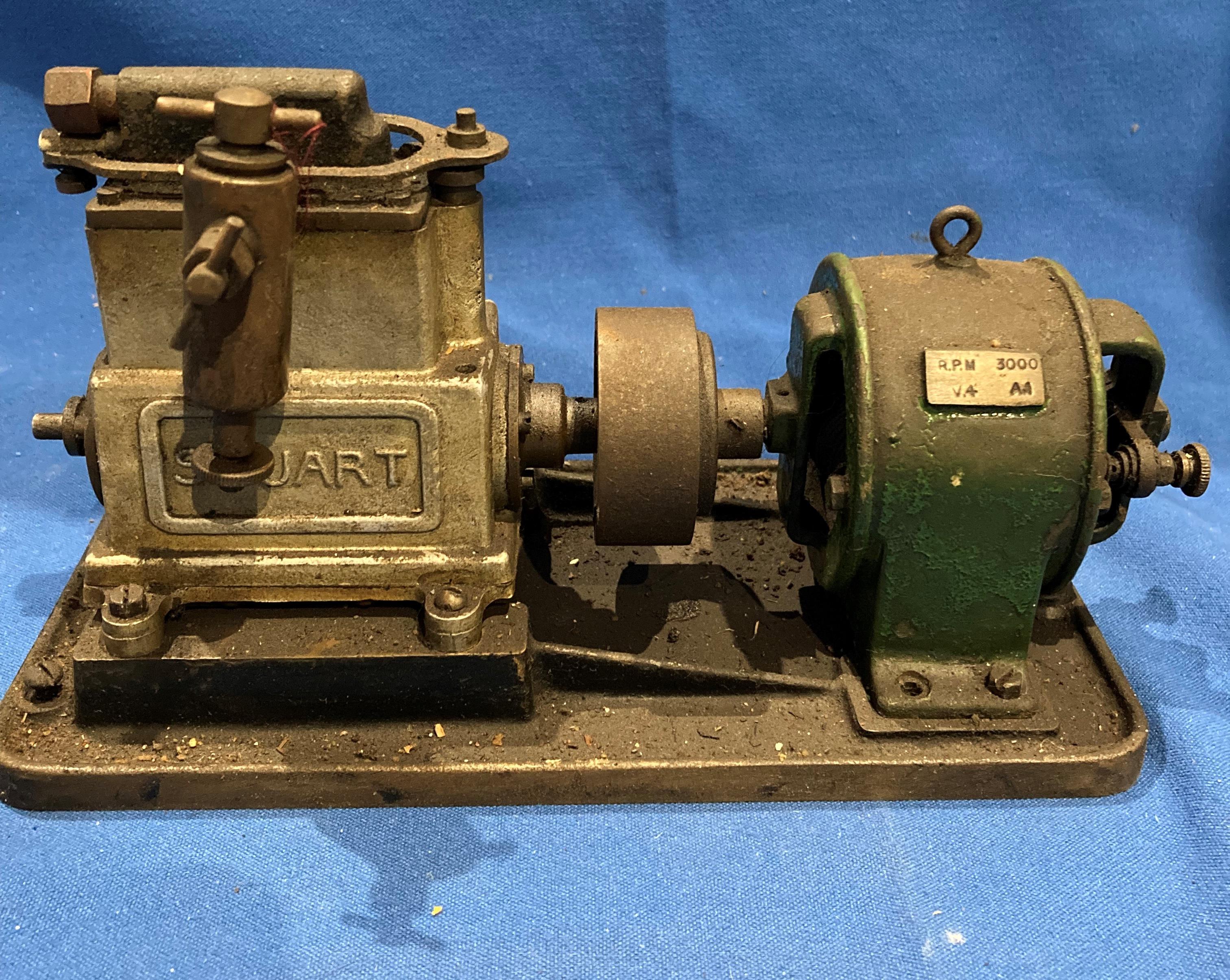 A rare Stuart 'Sirius' model high-speed marine engine and dynamo on cast base with small plate RPM