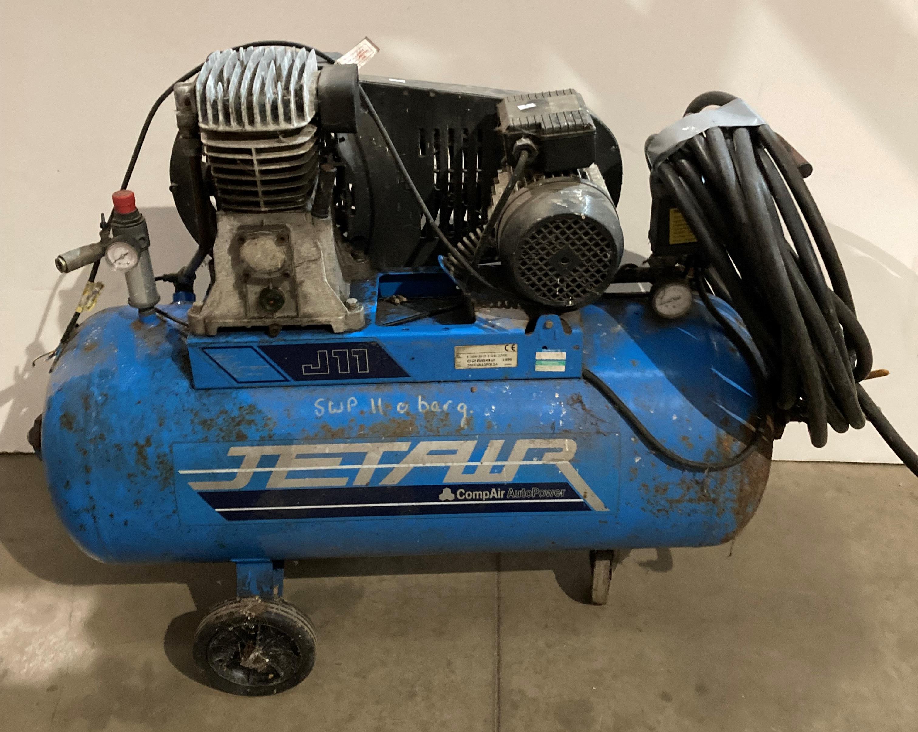 Jetair J11 100L (240v) compressor (no test - should be hard wired) and a length of air hose