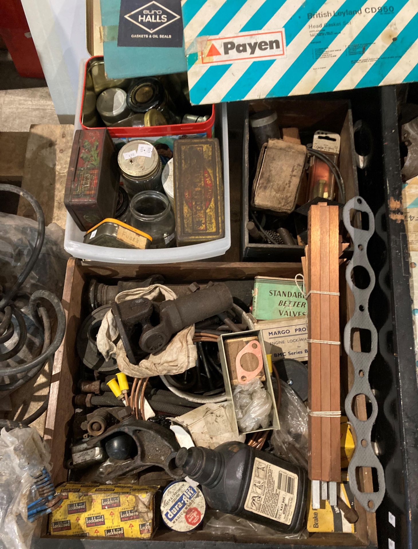 Contents to two drawers and two boxes - assorted car parts including gaskets, lights, brake pads, - Image 2 of 3