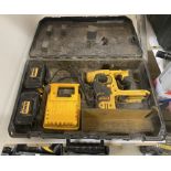 DeWalt heavy-duty electric hammer drill with 2 x 36v batteries and charger (in case - sold as seen)