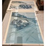 Two motoring prints under glass (both with cracks) - Brian de Grineau 'Count Johnny Lurani's K3 in