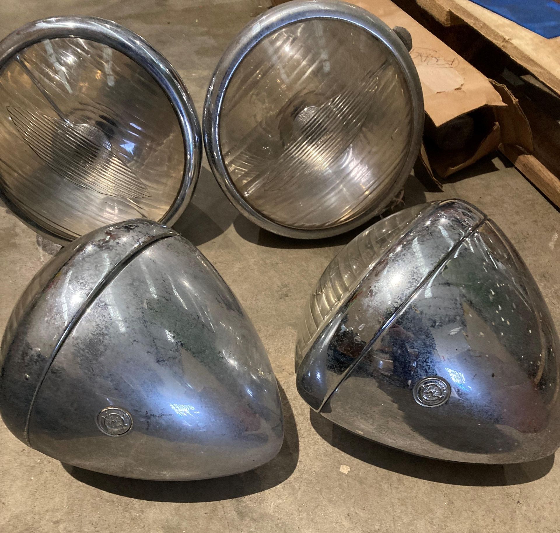 A pair of Lucas MB166 vintage headlights and a matching pair of Lucas MB148 headlights (saleroom - Image 2 of 2