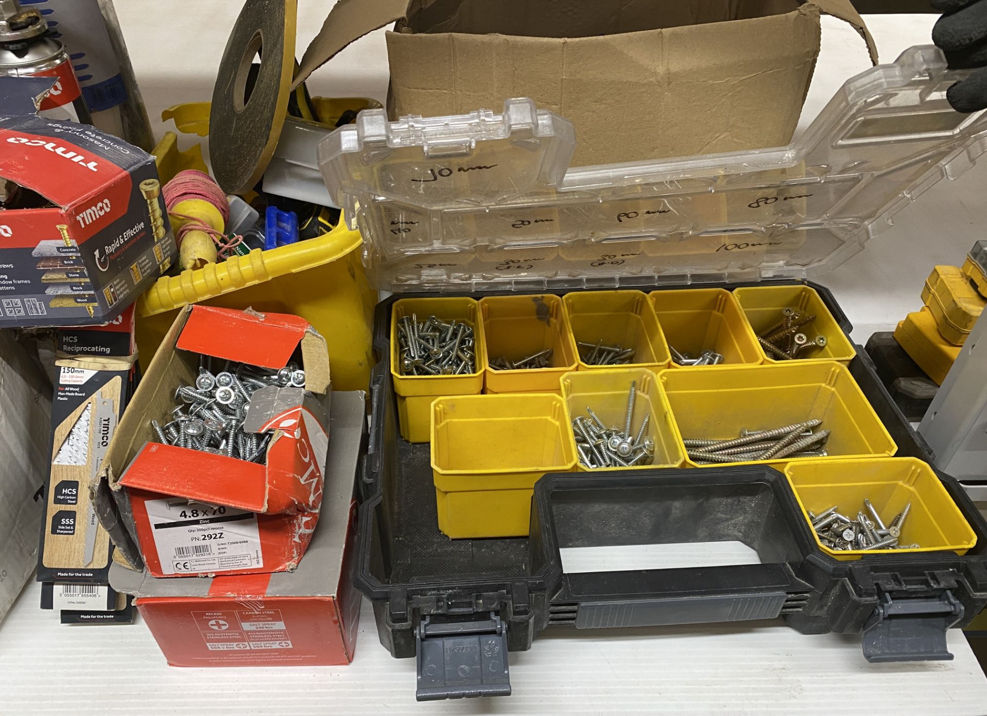 2 x Stanley Fatmax storage boxes and contents - nails and screws, tubes silirub silicone, - Image 3 of 3