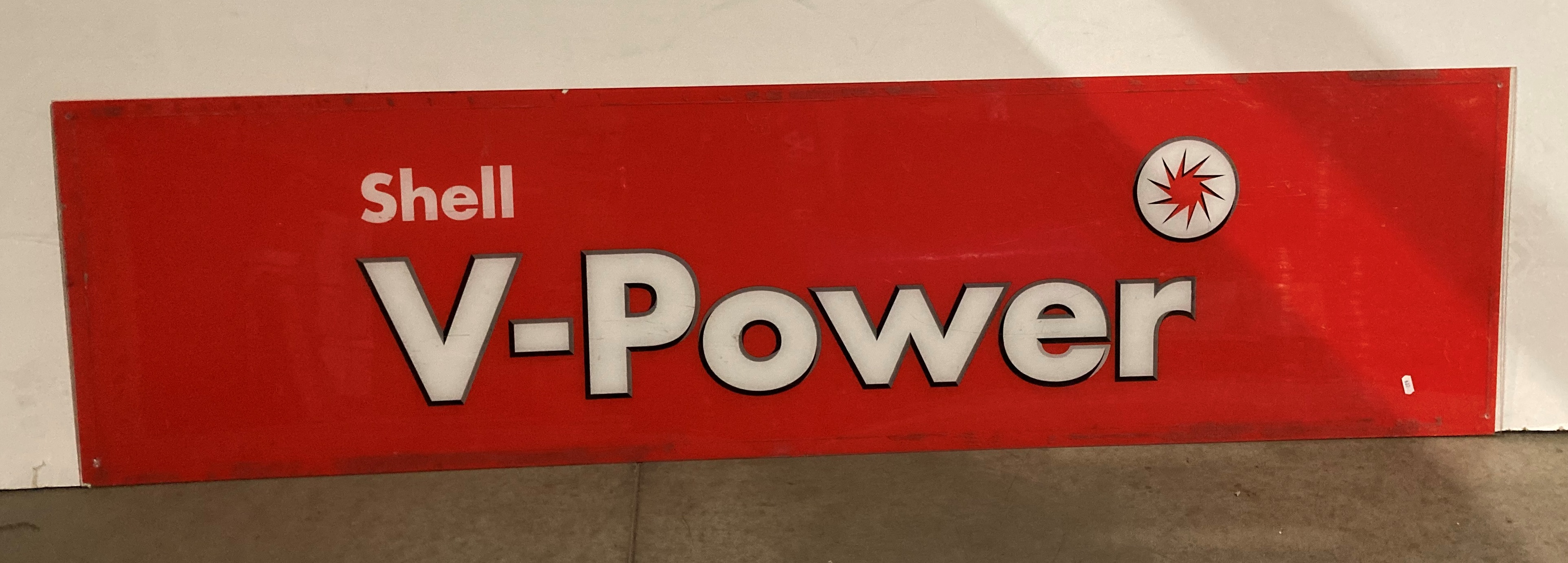 'Shell V-Power' red and white perspex sign - 181 x 48cm (saleroom location: MA1 wall) - Image 3 of 3