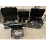 4 x DeWalt storage/tool boxes and contents - clamps, hand tools, cutting discs,