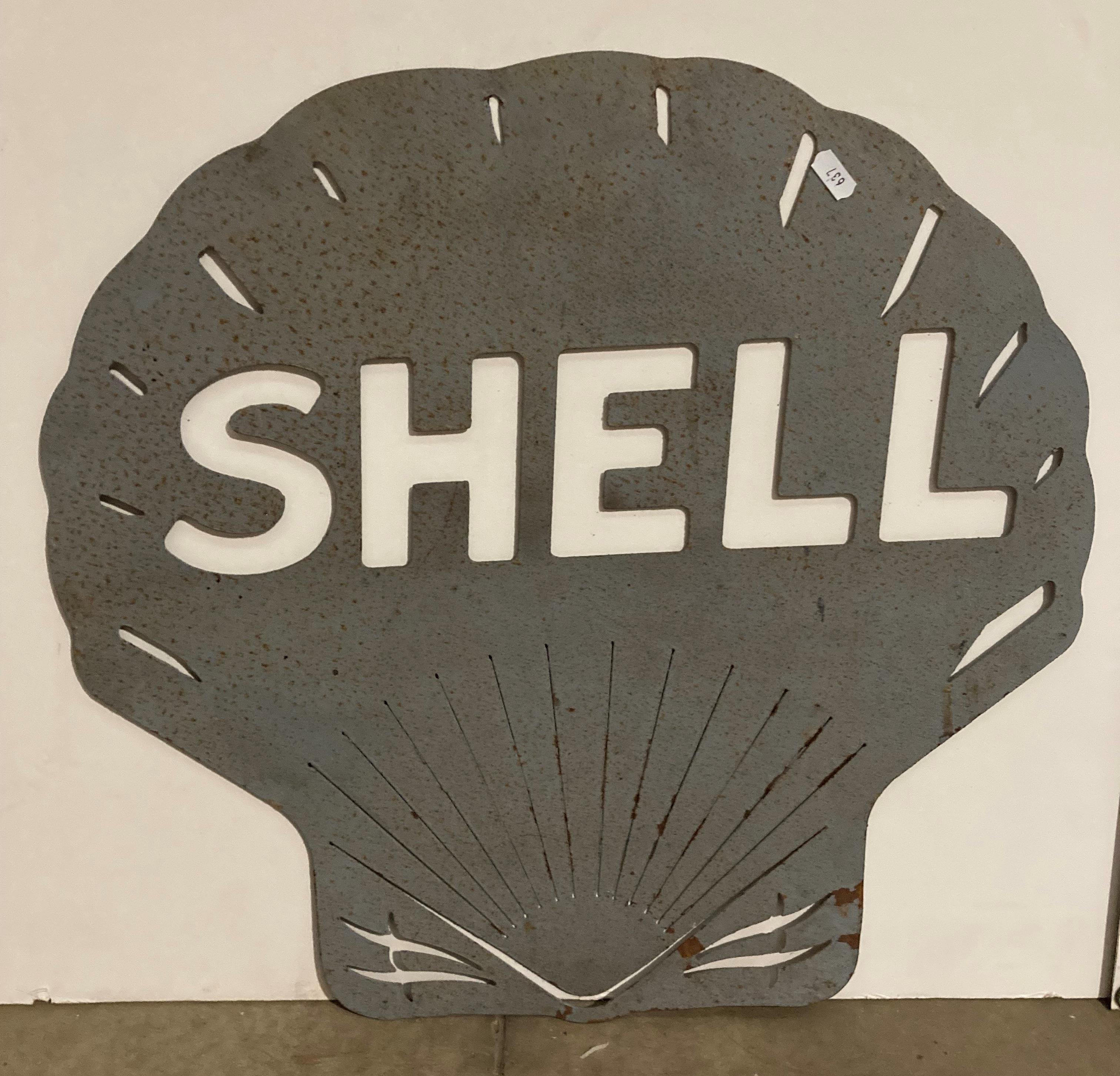 Metal fabricated 'Shell Fuel' sign (53 x 56m) and a Petrol 4 Forecourt warning sign (saleroom - Image 2 of 3