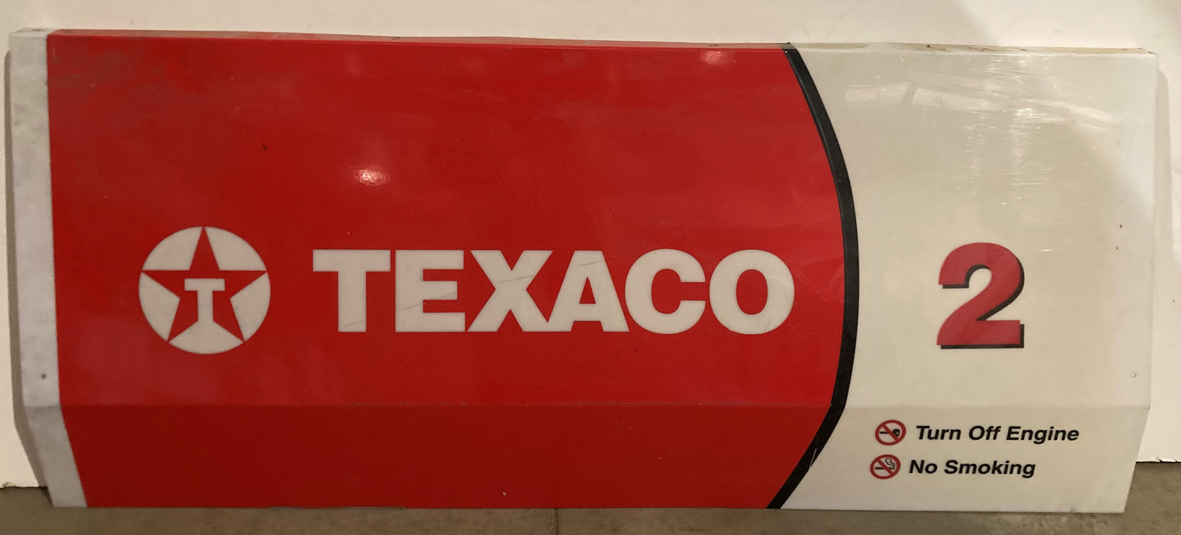 Red and white perspex Texaco petrol sign - size 125 x 53cm (saleroom location: MA1 wall) - Image 2 of 2