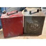 A vintage metal BP fuel can and a red metal fuel can (no contents) (saleroom location: MA1)
