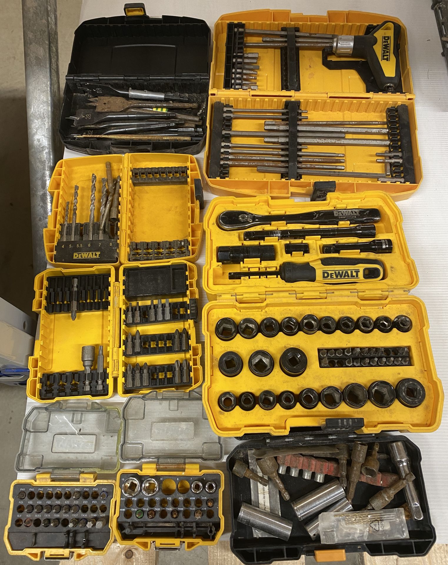 DeWalt impact driver set and 7 x assorted boxes and contents - drill bits,
