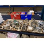 Contents to two trays - large quantity of plated trophies, tankards, wood shields,