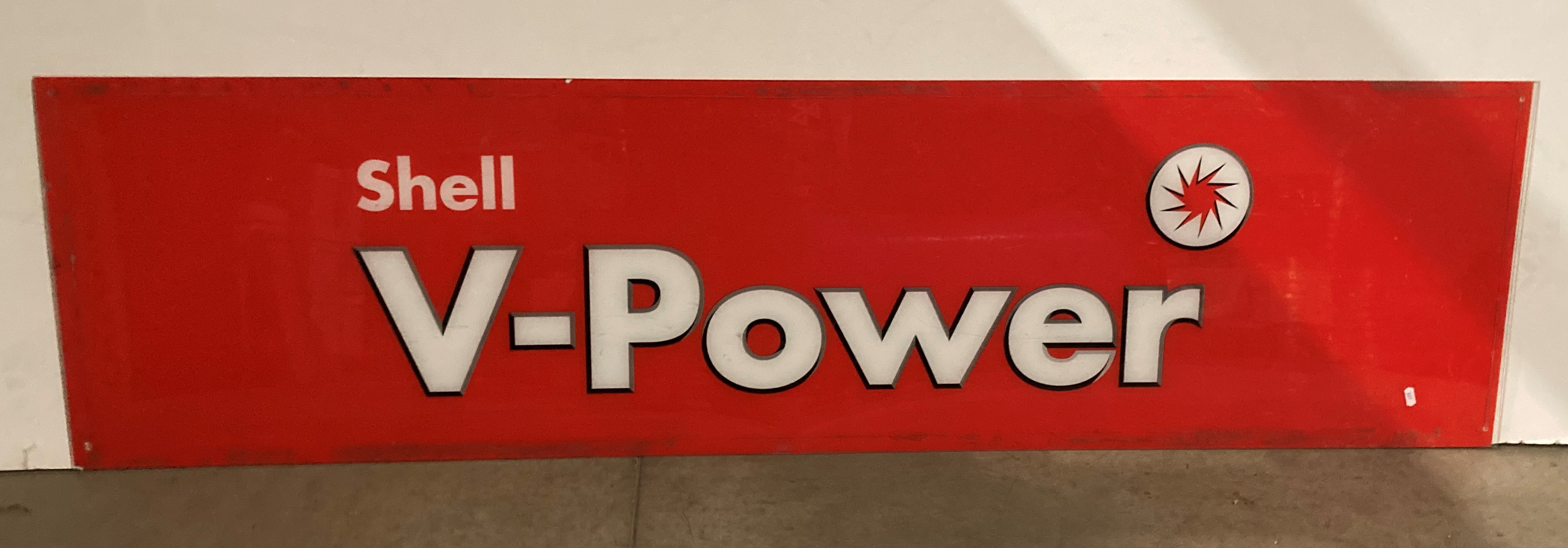 'Shell V-Power' red and white perspex sign - 181 x 48cm (saleroom location: MA1 wall) - Image 2 of 3