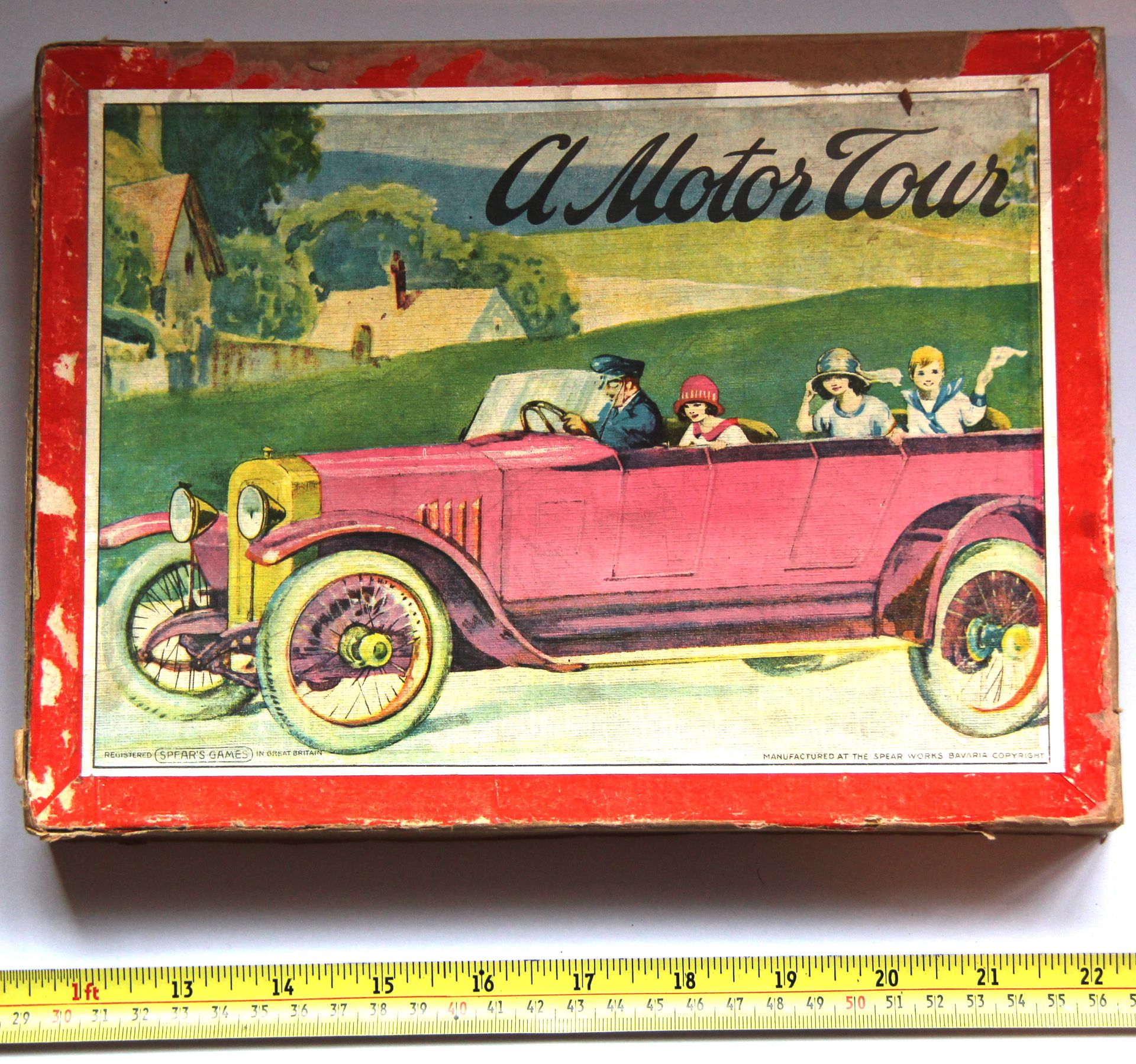 'A Motor Tour' The Children's Joy Ride, with game board, wooden markers,