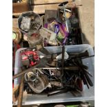 Contents to 3 boxes and tin - assorted vintage hand tools including a PWWE13 manual drill hammers,