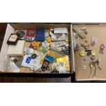 Contents to two trays - RAC Rally of Great Britain badge, quantity of MG and other badges,