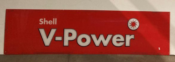 'Shell V-Power' red and white perspex sign - 181 x 48cm (saleroom location: MA1 wall)