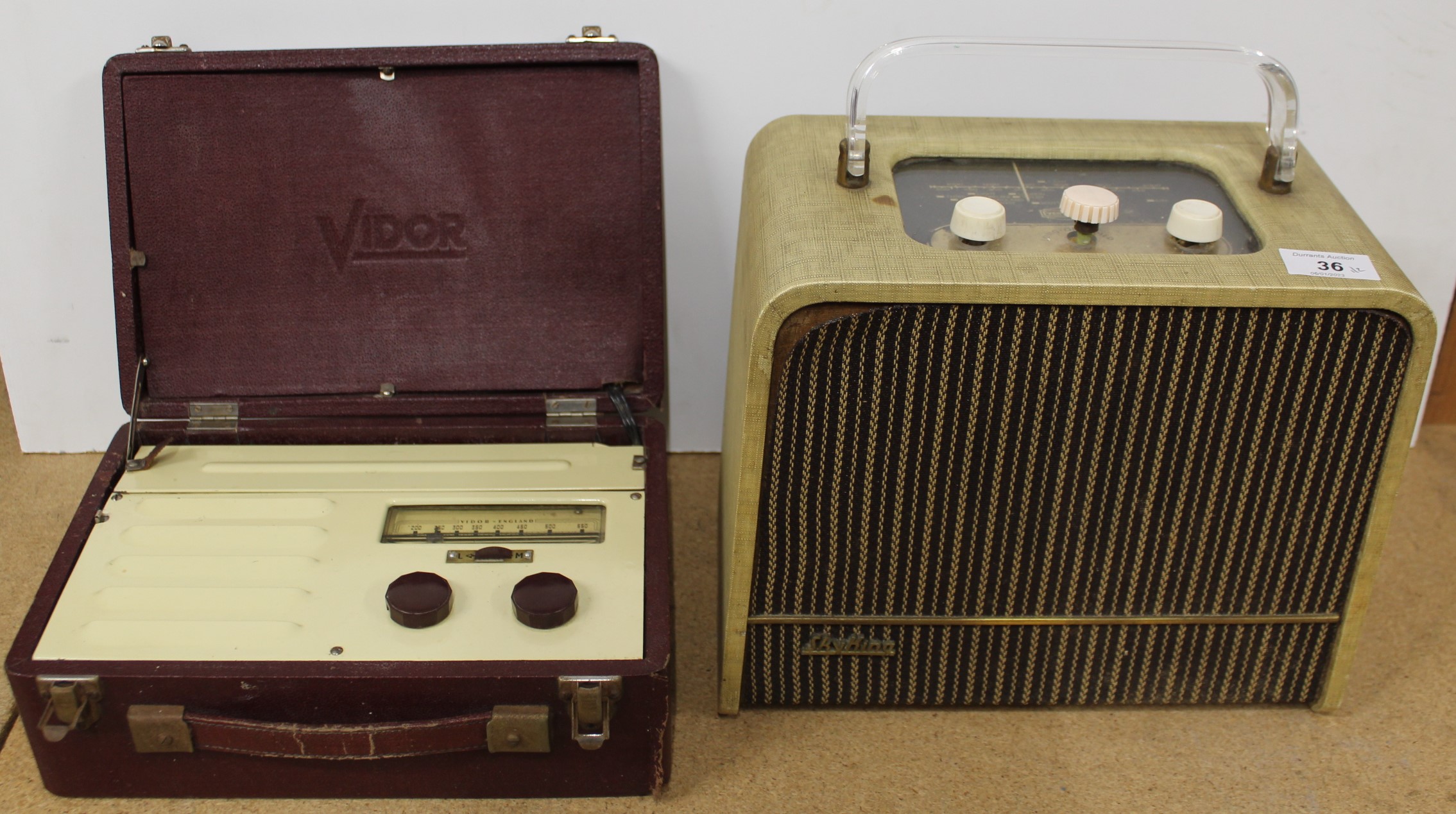 A vintage Ever Ready 'Sky King' transistor radio plus a Vidor radio attaché portable receiver