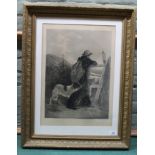 A Victorian print from an engraving by Alfred Lucas 'The Gamekeeper', framed and glazed,