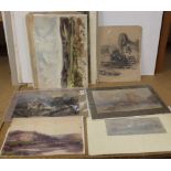 A collection of approx forty mounted and unmounted watercolours and drawings,
