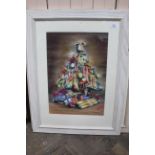Three large framed pastels by Jane Spence including a Christmas tree,