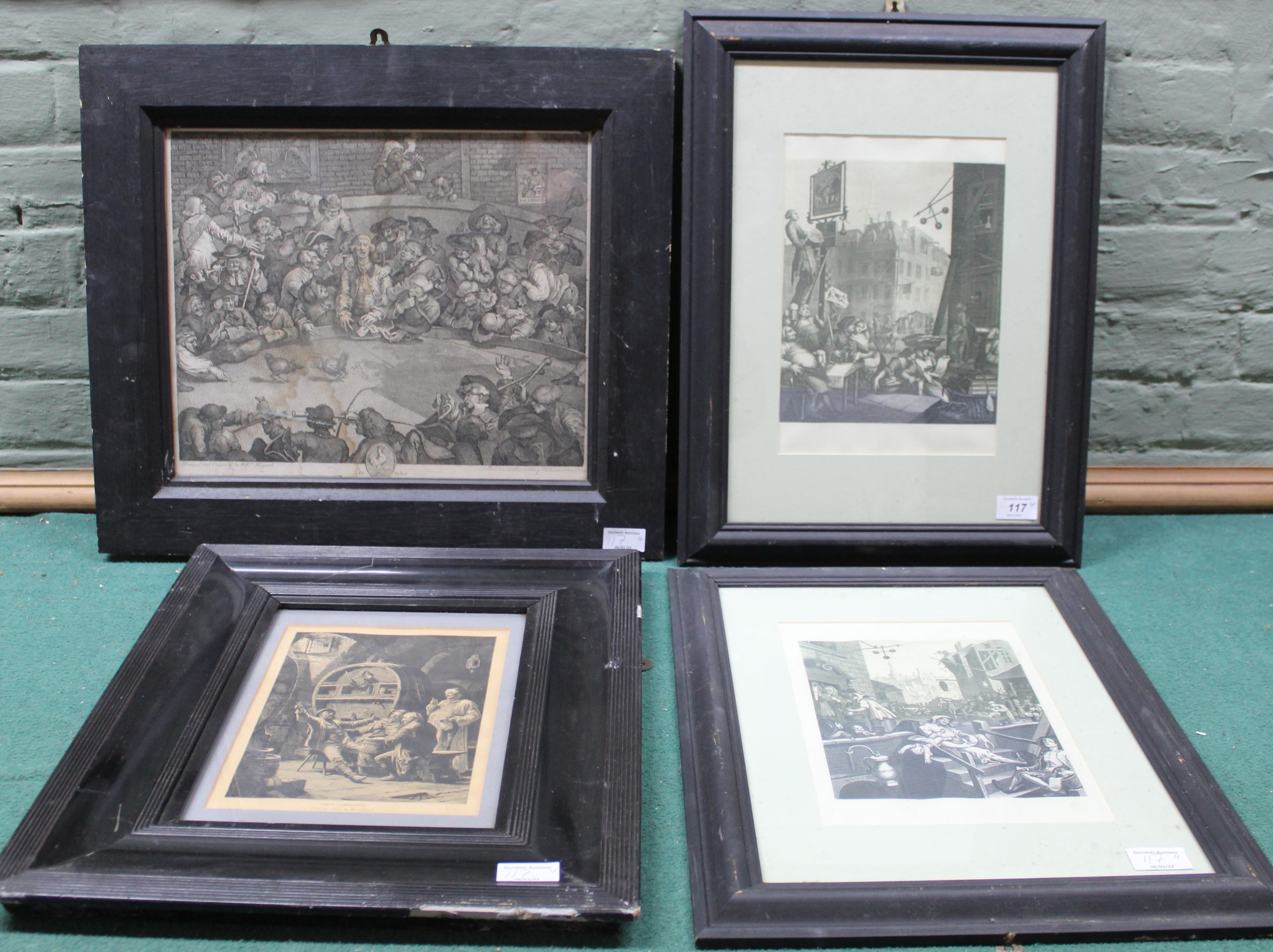 Four framed Hogarth prints