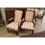 Two similar William IV rosewood framed open armchairs