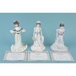 Three boxed limited edition Coalport lady figurines from the 'Golden Age' series,