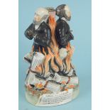 A Staffordshire pottery model of Ridley & Latimer burning at the stake in the manner of Thomas Parr