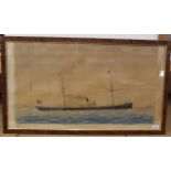 A framed and glazed gouache ships portrait of 'S.S.