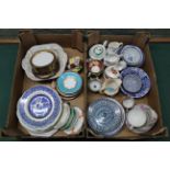 Two boxes of mixed ceramics including blue and white,