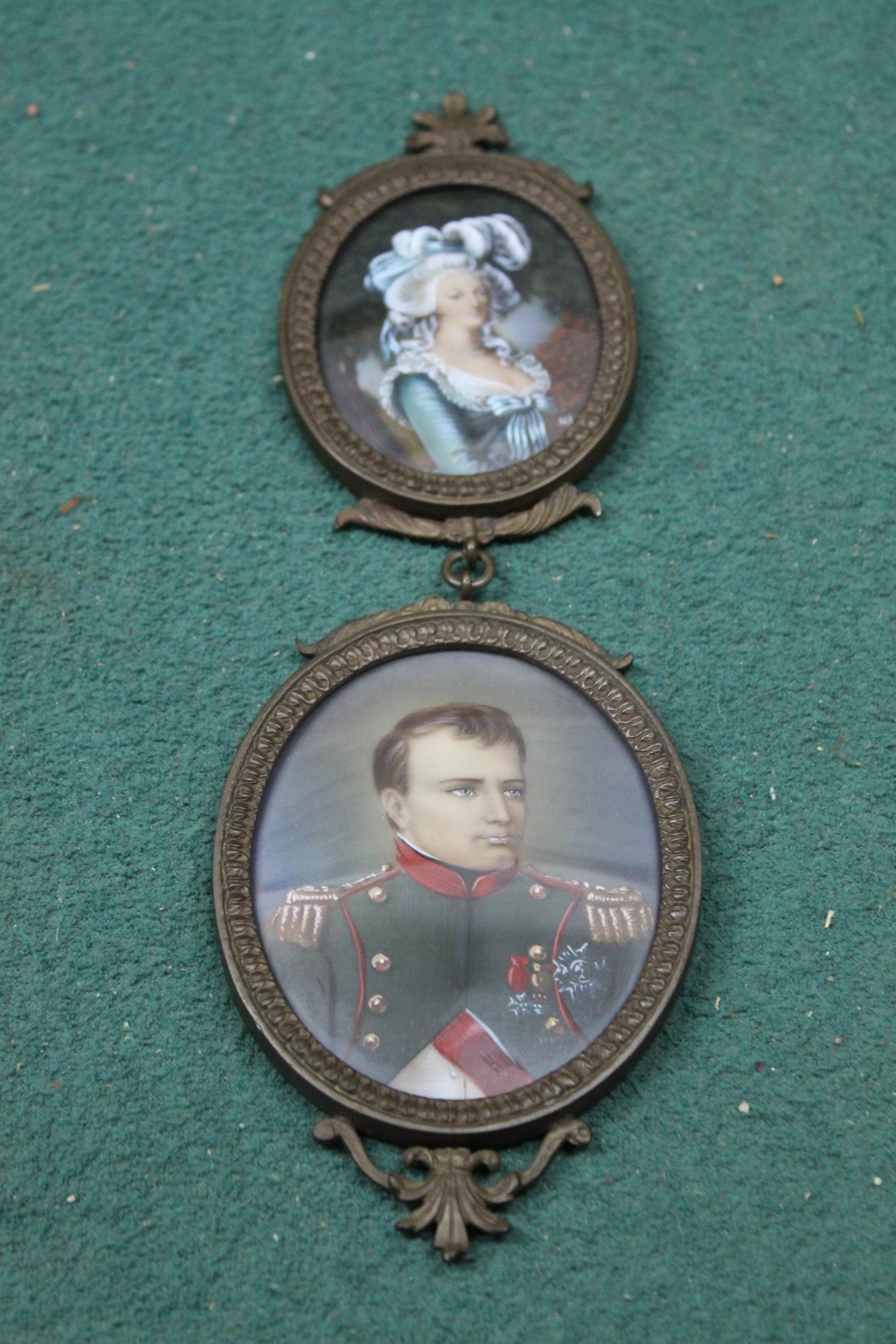 A framed print of Napoleon Le Grand Empereur plus two joined picture miniatures of Napoleon and - Image 2 of 4