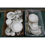 A Czechoslovakian part dinner and tea set across two boxes