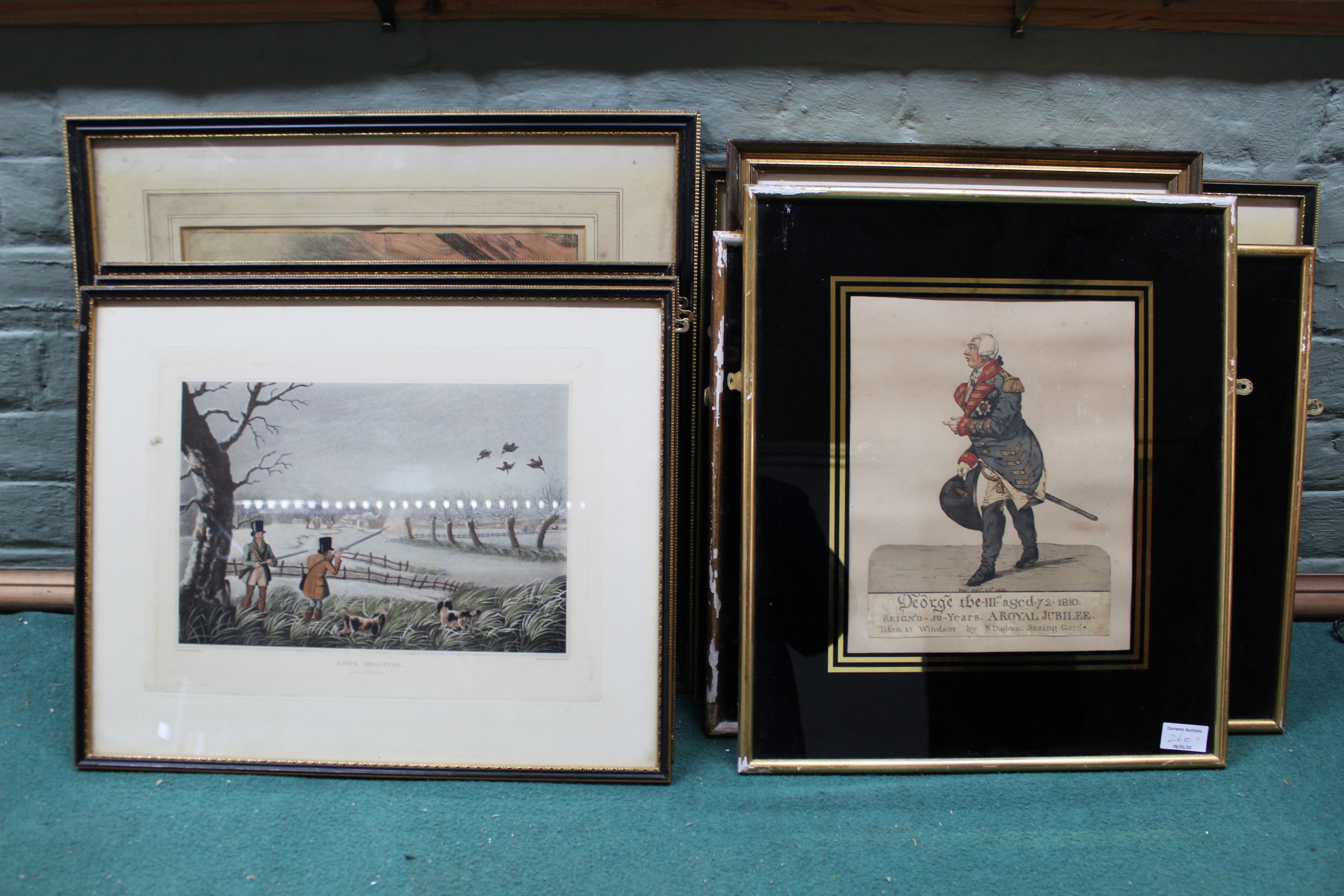 A large framed hunting print 'Fox Hunting - The Find' plus five assorted military prints and five - Image 3 of 6