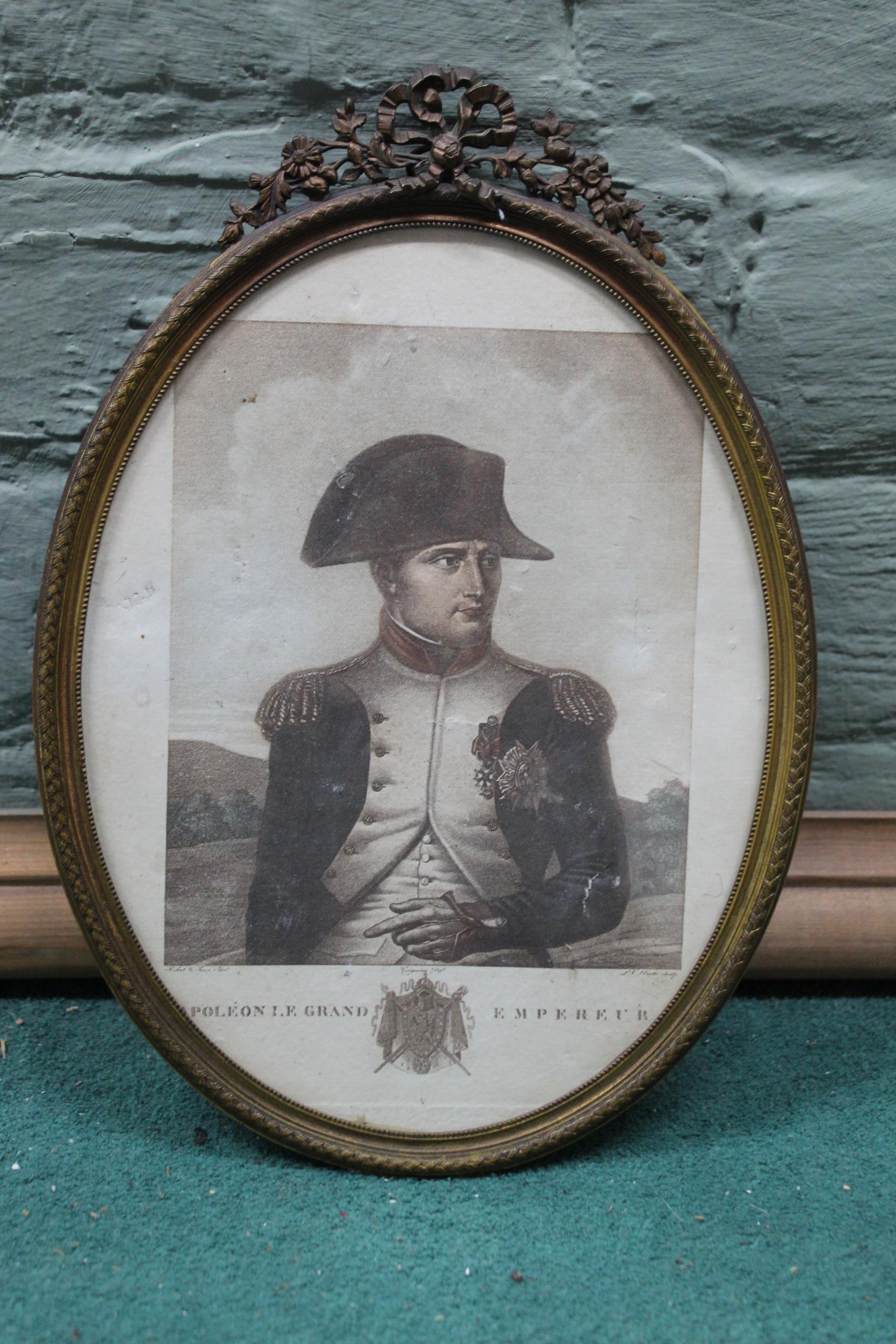 A framed print of Napoleon Le Grand Empereur plus two joined picture miniatures of Napoleon and - Image 3 of 4