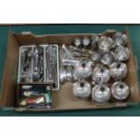 A box of mixed silver plated items including goblets,