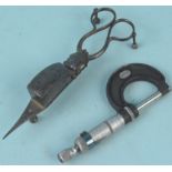 A pair of Hobday & Co patent steel candle snuffers plus a Moore & Wright of Sheffield micrometer