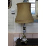 A brass mounted onyx table lamp