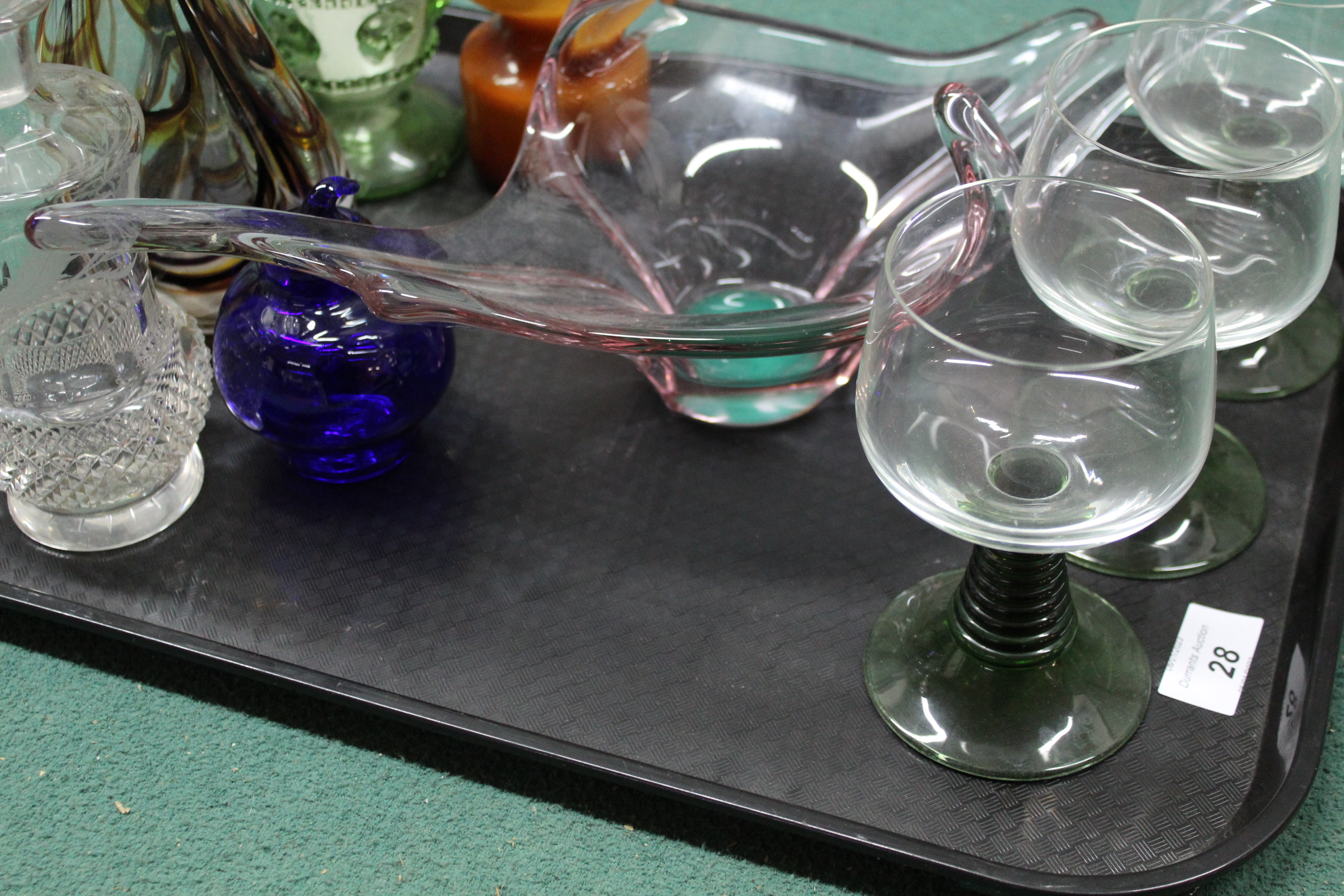 Mixed glassware including a small thistle shaped decanter, - Image 4 of 4