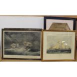 Four 19th Century framed coloured marine prints, various subjects including H.M.S.