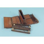 A vintage line winder in folding leather and cloth case