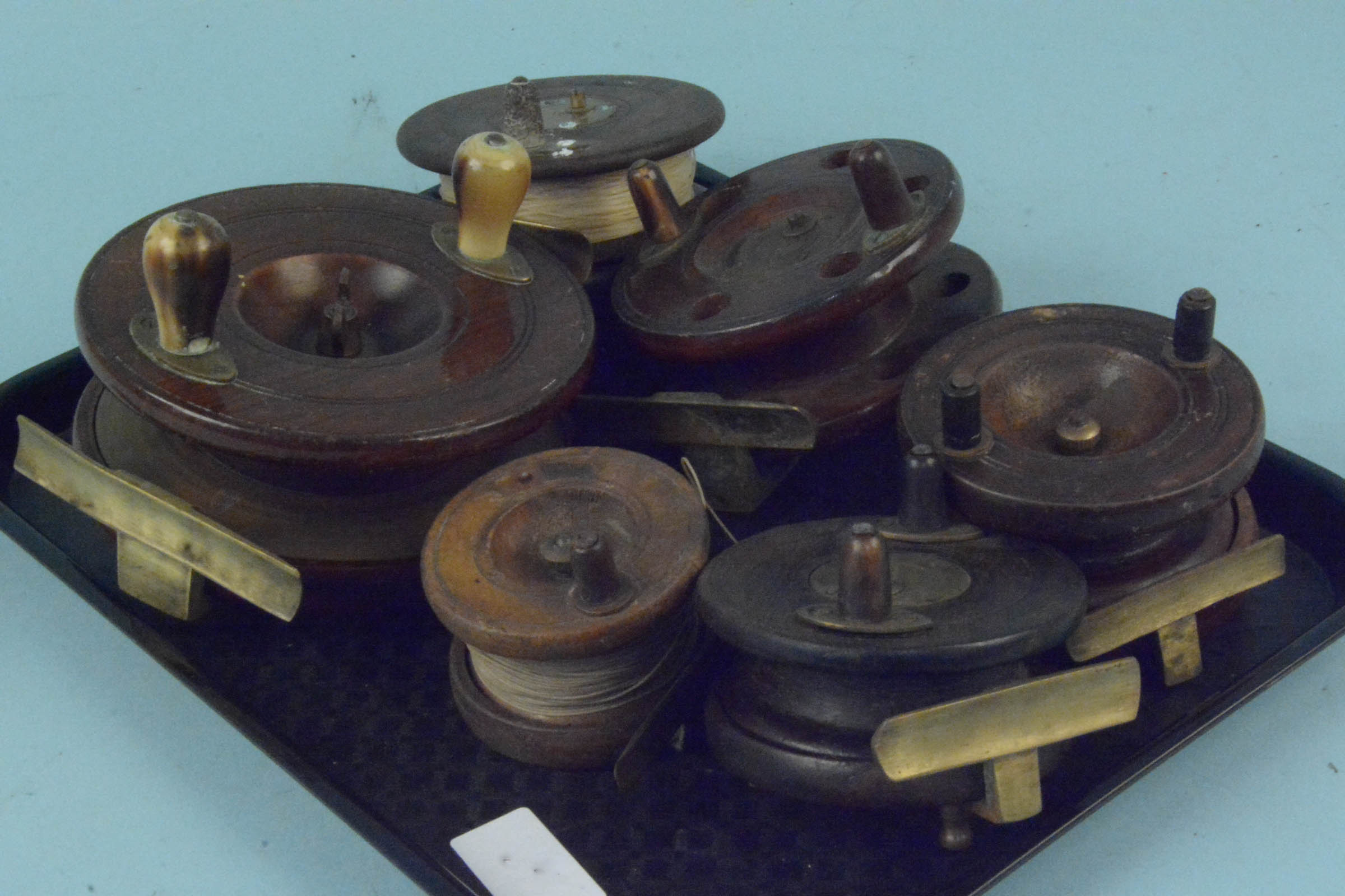 Six early wooden reels - Image 2 of 3