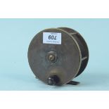 An early brass plate wind reel 4 1/2",