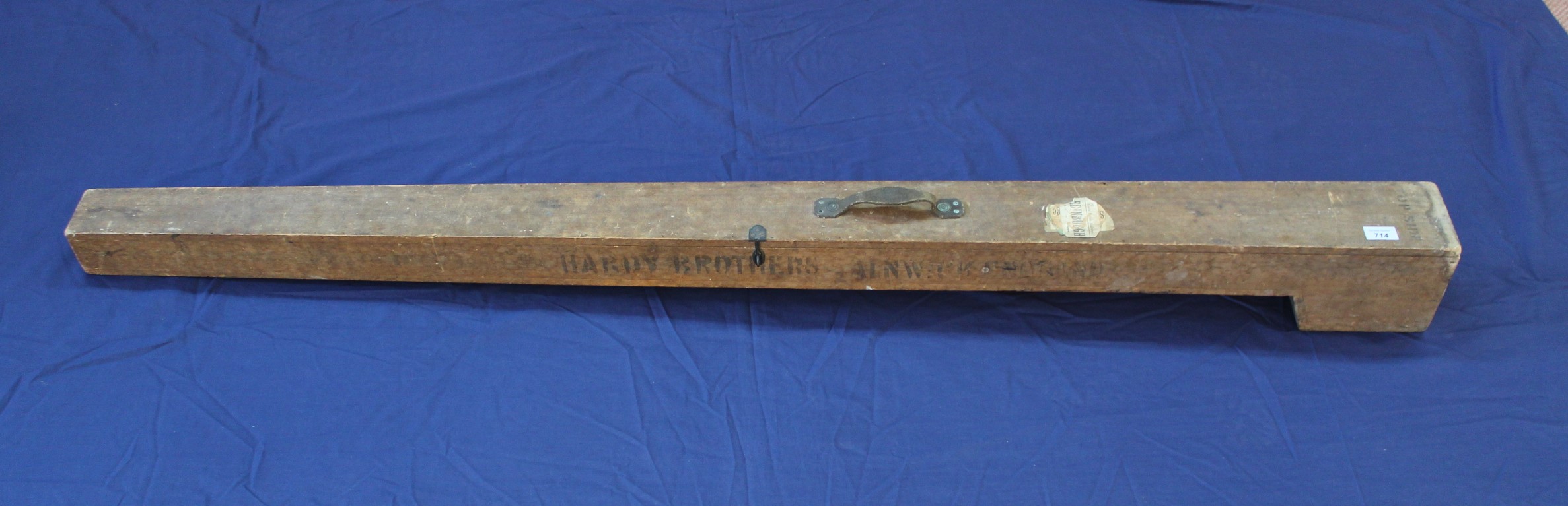 A Hardy wooden carry case 5' 5 1/2" long, stamped Hardy Brothers, Alnwick,