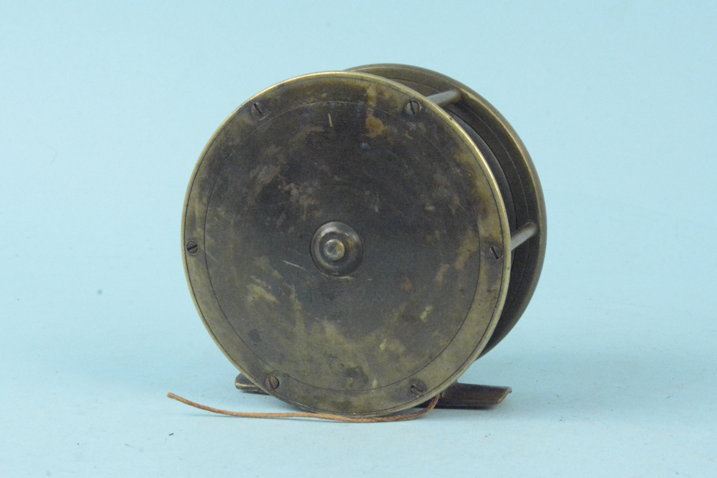 An early brass plate wind reel 4 1/2", - Image 2 of 3