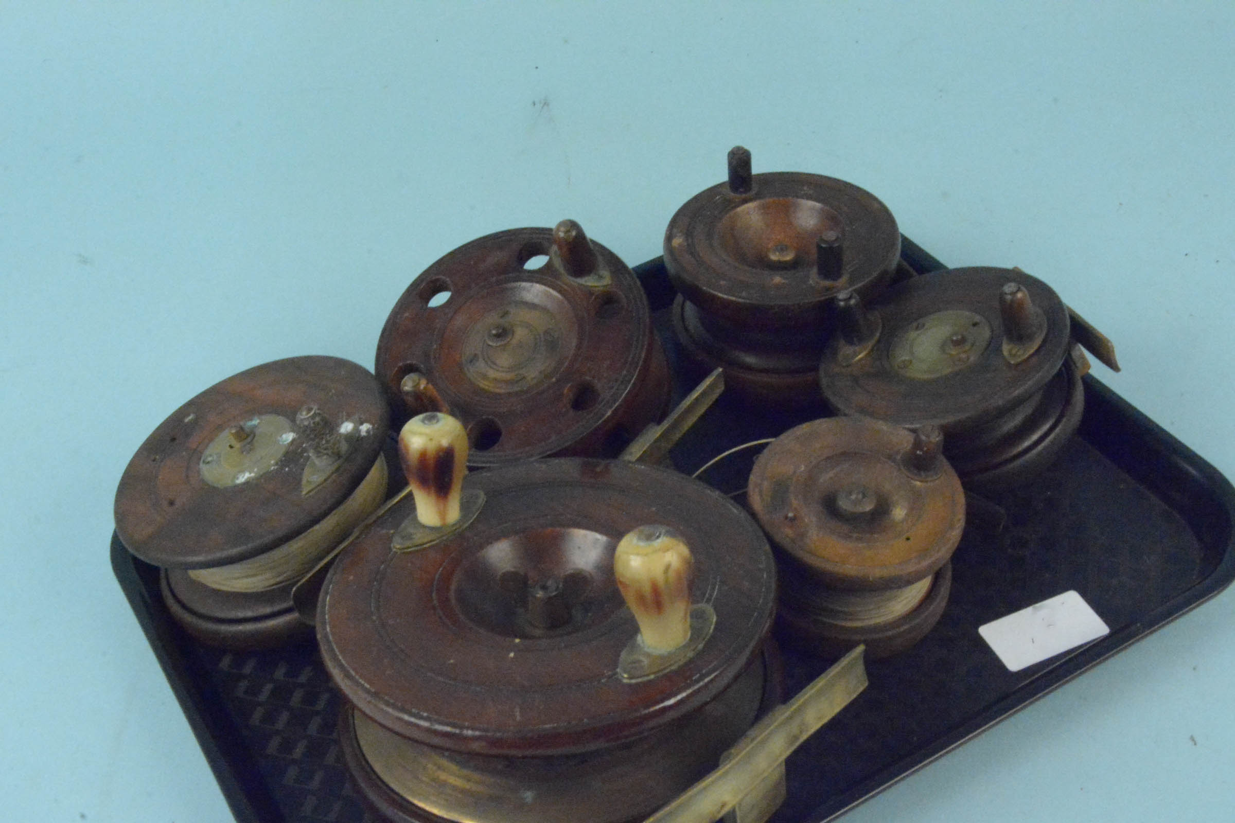 Six early wooden reels - Image 3 of 3