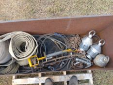 Steel box of assorted chains and strops