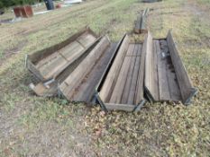 5 x Cattle feed mangers, wooden with steel frames, 3m,