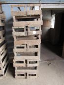 18 x Vintage vegetable boxes with carved wooden handles