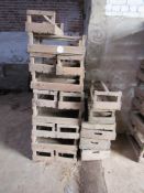 23 x Various vintage vegetable boxes, 18 with carved wooden handles,