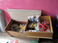 Box of pig sundries and box of ear tags