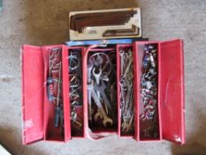 Red tool box with part set hexagonal key
